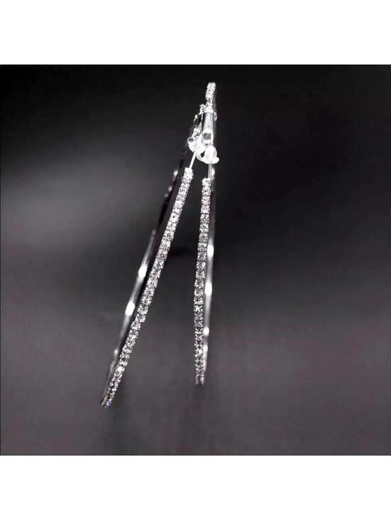Miss Glam Co. Jewelry - Sparkle Diamond Extra Large Hoop Earrings